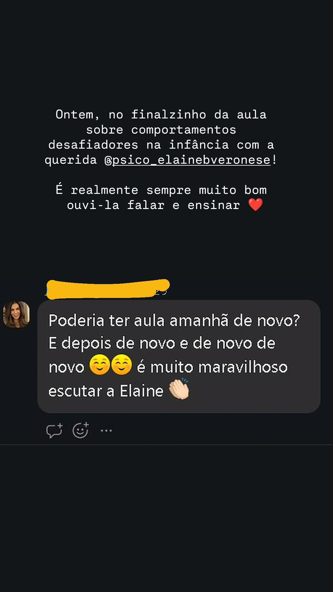 Depoimento sobre aula com Elaine Veronese